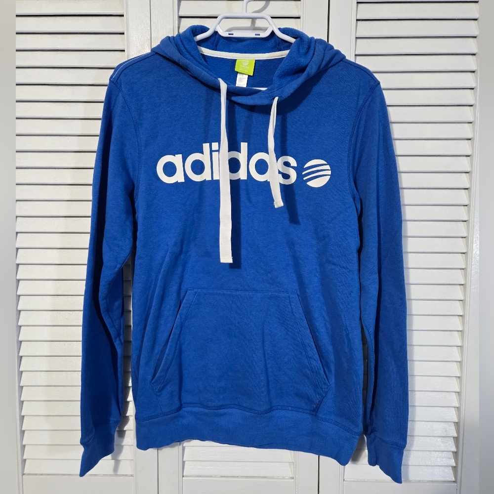 Adidas Blue Hoodie with White Logo